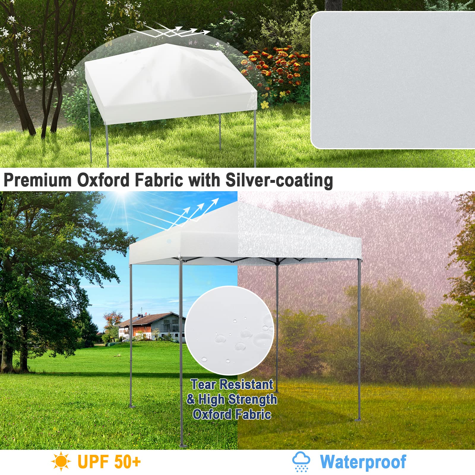 COSTWAY 2m x 2m Pop up Gazebo, 3-Position Height Adjustable Commercial Instant Canopy Tent with Carry Bag, Garden Patio Sun Shelter for Camping BBQ Party (Blue, 198 x 198 x 190-244 cm)