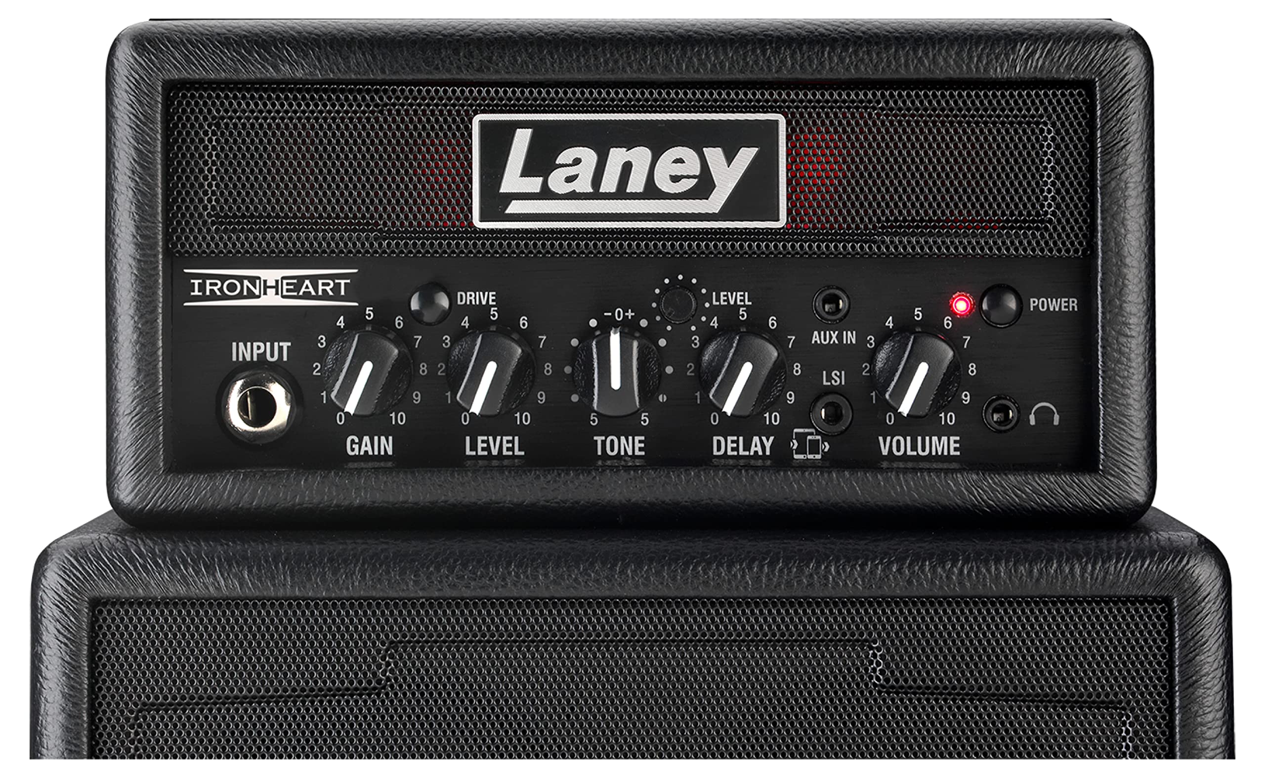 Laney MINISTACK-IRON Battery Powered Guitar Amp – Compact 6W Mini Stack with 4 Speakers, Clean/Drive, Delay, LSI Smartphone Input, AUX In, Headphone Out & Free Ultimate Guitar Subscription - Ironheart