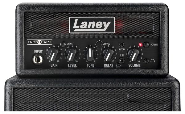 Laney MINISTACK-IRON Battery Powered Guitar Amp – Compact 6W Mini Stack with 4 Speakers, Clean/Drive, Delay, LSI Smartphone Input, AUX In, Headphone Out & Free Ultimate Guitar Subscription - Ironheart