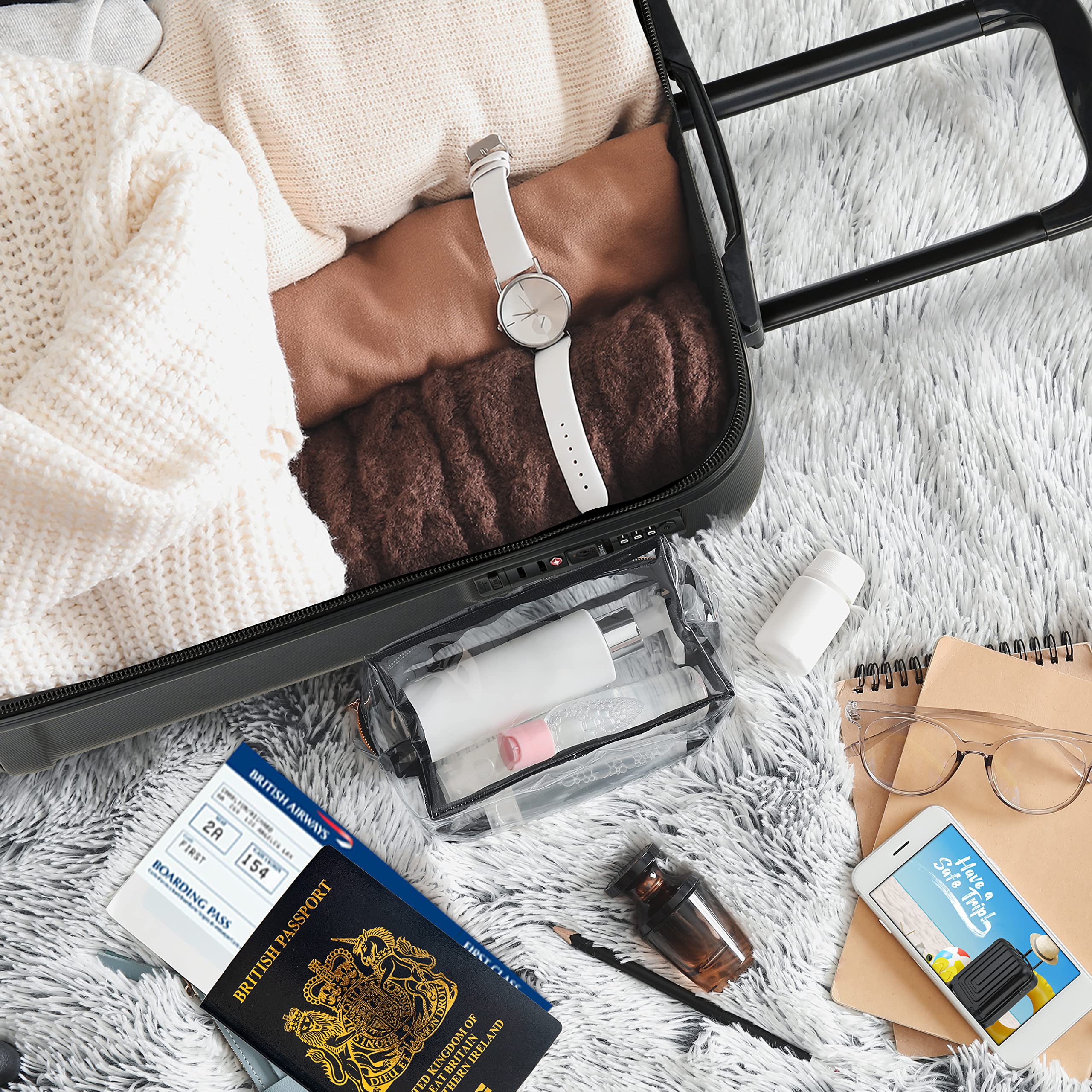 Flight Knight Premium Lightweight Suitcase - Built-in TSA Lock - 8 Spinner Wheels - ABS Hard Shell Check in Highly Durable Luggage - Medium - 67x45x26cm