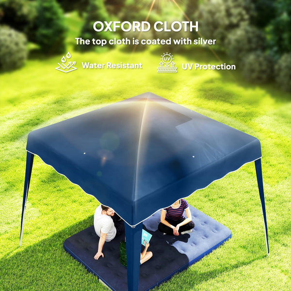 Outsunny 3 M x 3 M Base/ 2.5 M x 2.5 M Top Pop Up Gazebo, One Person Setup Instant with Carry Bag, Height Adjustable Slant Leg Party Tent Instant Event Shelter for Garden, Patio, Black