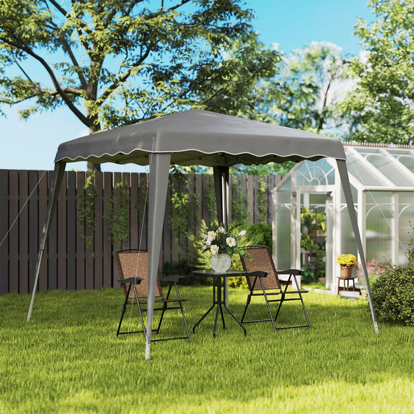 Outsunny 3 M x 3 M Base/ 2.5 M x 2.5 M Top Pop Up Gazebo, One Person Setup Instant with Carry Bag, Height Adjustable Slant Leg Party Tent Instant Event Shelter for Garden, Patio, Black