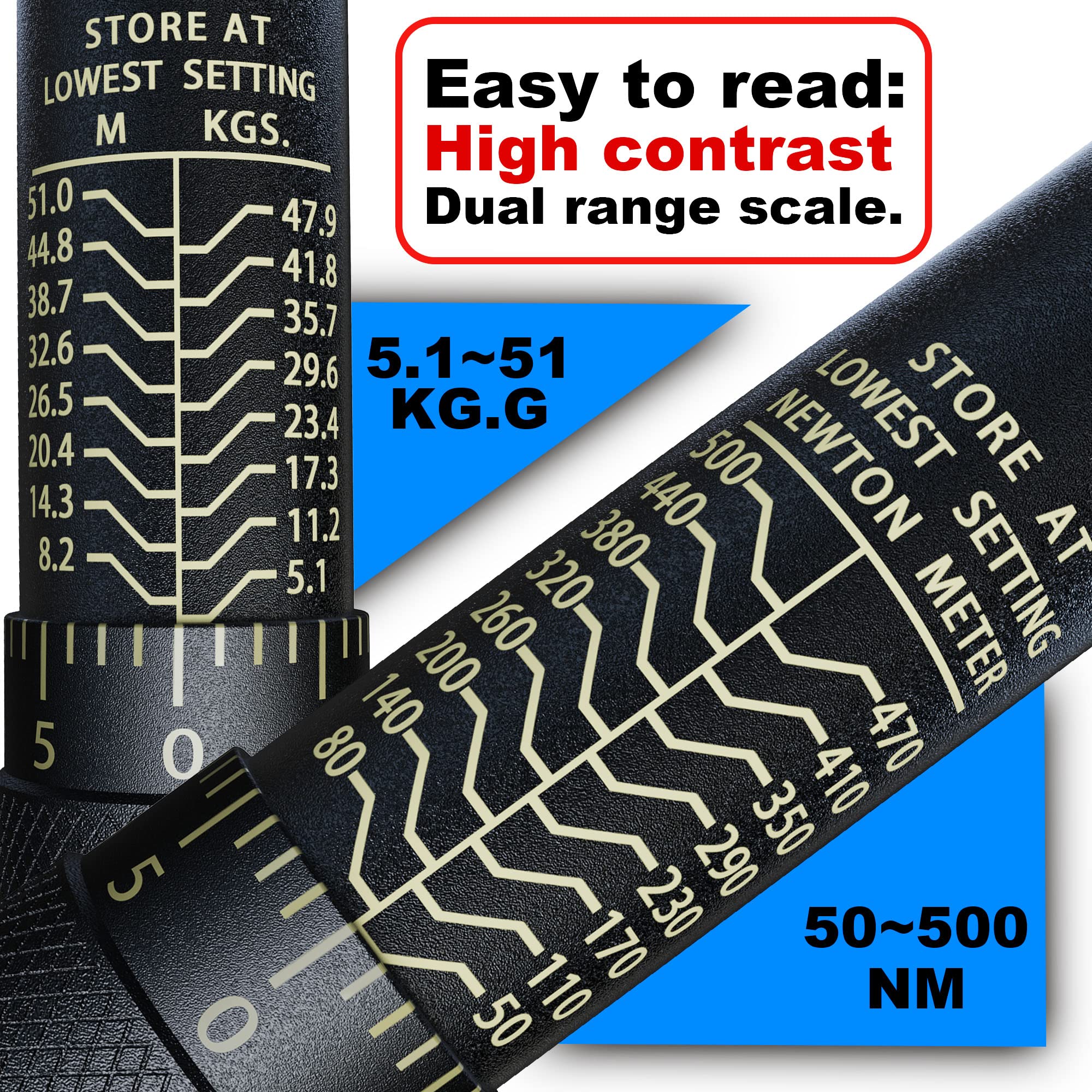 1/2" Torque Wrench Set, Car Wheel Torque Spanner 20-230 Nm with 3/8'' Adapter, ± 3% Accuracy, 72 Tooth for Car Repair, Tire Replacement Etc