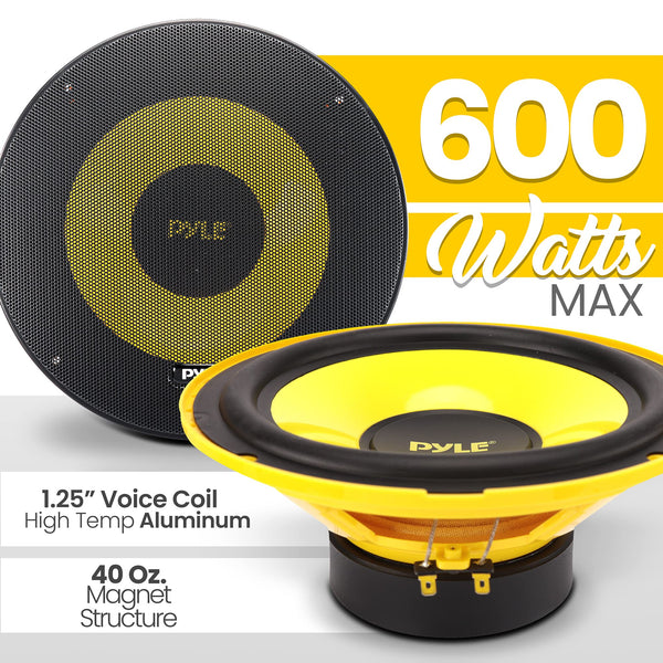 Pyle Car Midbass Speaker System - Pro 8 Inch 400 Watt 4 Ohm Auto Mid-Bass Component Poly Woofer Audio Sound Speakers For Car Stereo w/ 40 Oz Magnet, 50Hz-5KHz Frequency, 3.58” Mount Depth - PLG81