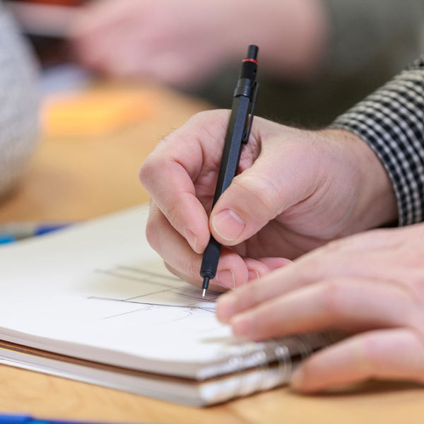 rOtring 600 3-in-1 Multicolour Pen and Mechanical Pencil | Black & Red Ballpoint Pen Tips | 1 Mechanical Pencil Tip (0.5mm) | Silver Barrel