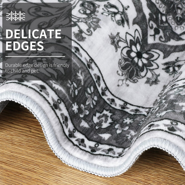 Enyhom Grey Machine Washable Carpet Runner, 80 x 200 cm Soft Touch Non Slip Hallway & Kitchen Floor Runner Mat