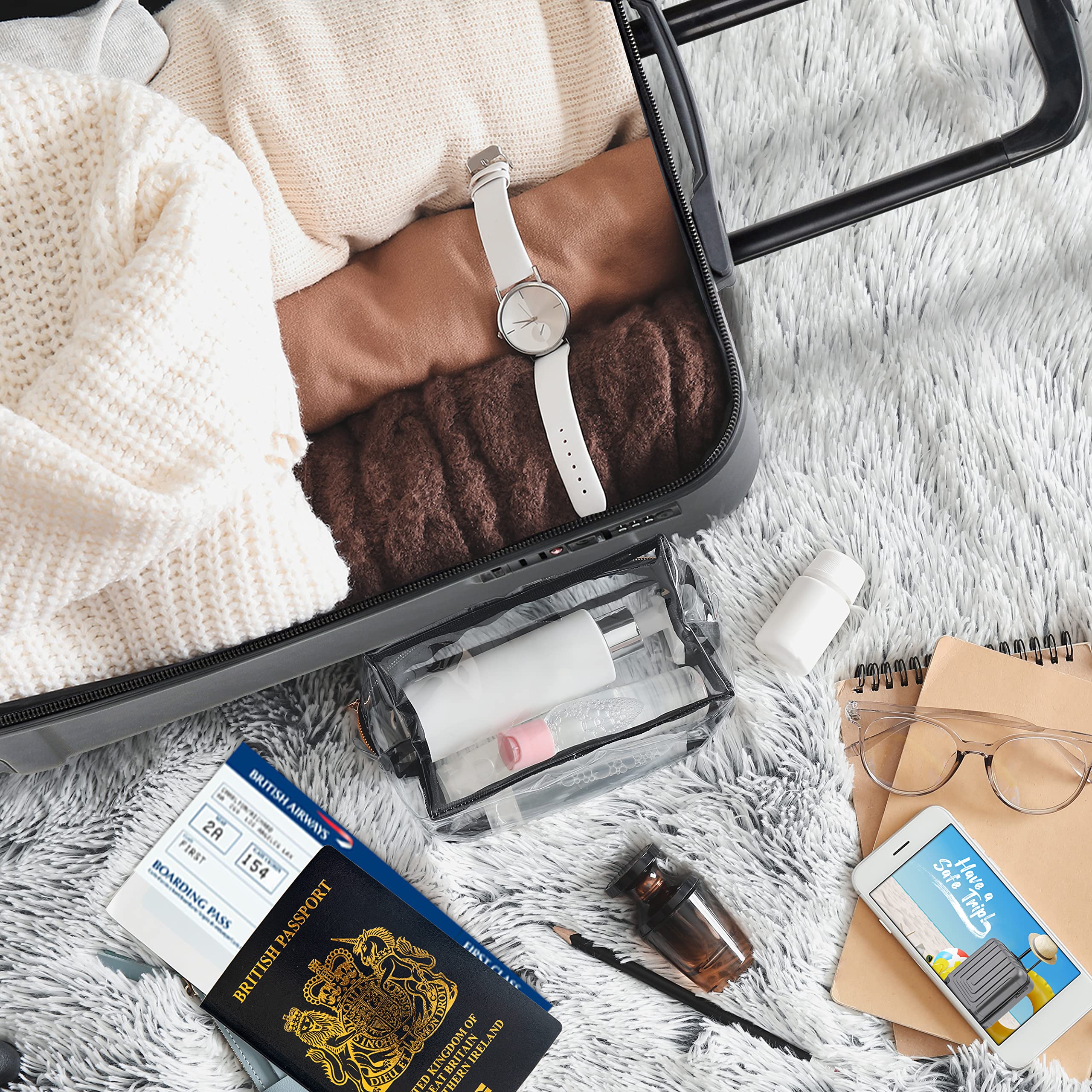 Flight Knight Premium Lightweight Suitcase - Built-in TSA Lock - 8 Spinner Wheels - ABS Hard Shell Check in Highly Durable Luggage - Medium - 67x45x26cm