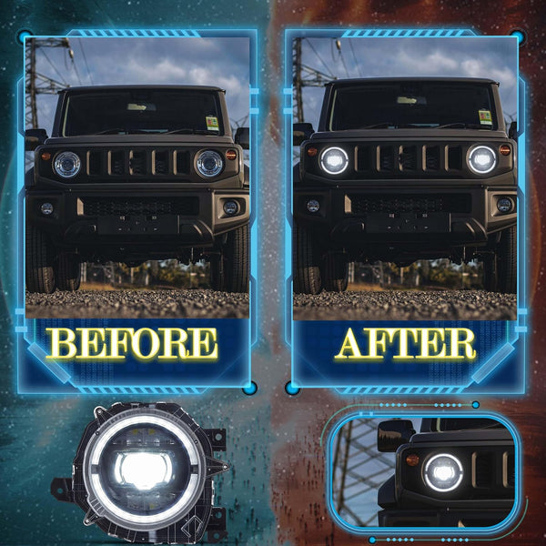 VLAND Headlights Compatible with 2019-2023 SUZUKI JIMNY, LED Front Light with Dynamic Startup DRL