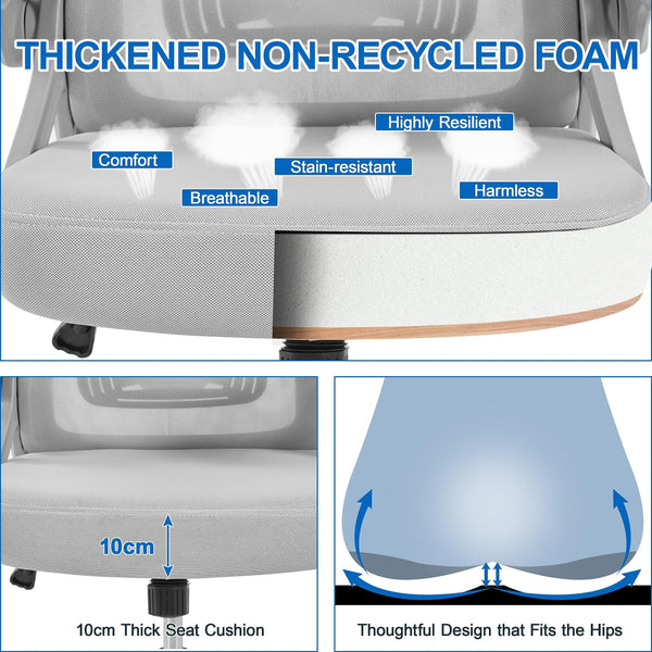 Yaheetech High Back Home Office Chair Ergonomic Swivel Desk Chair with Arms and Height Adjustable Back Support for Home Study or Manager Work White/Pink