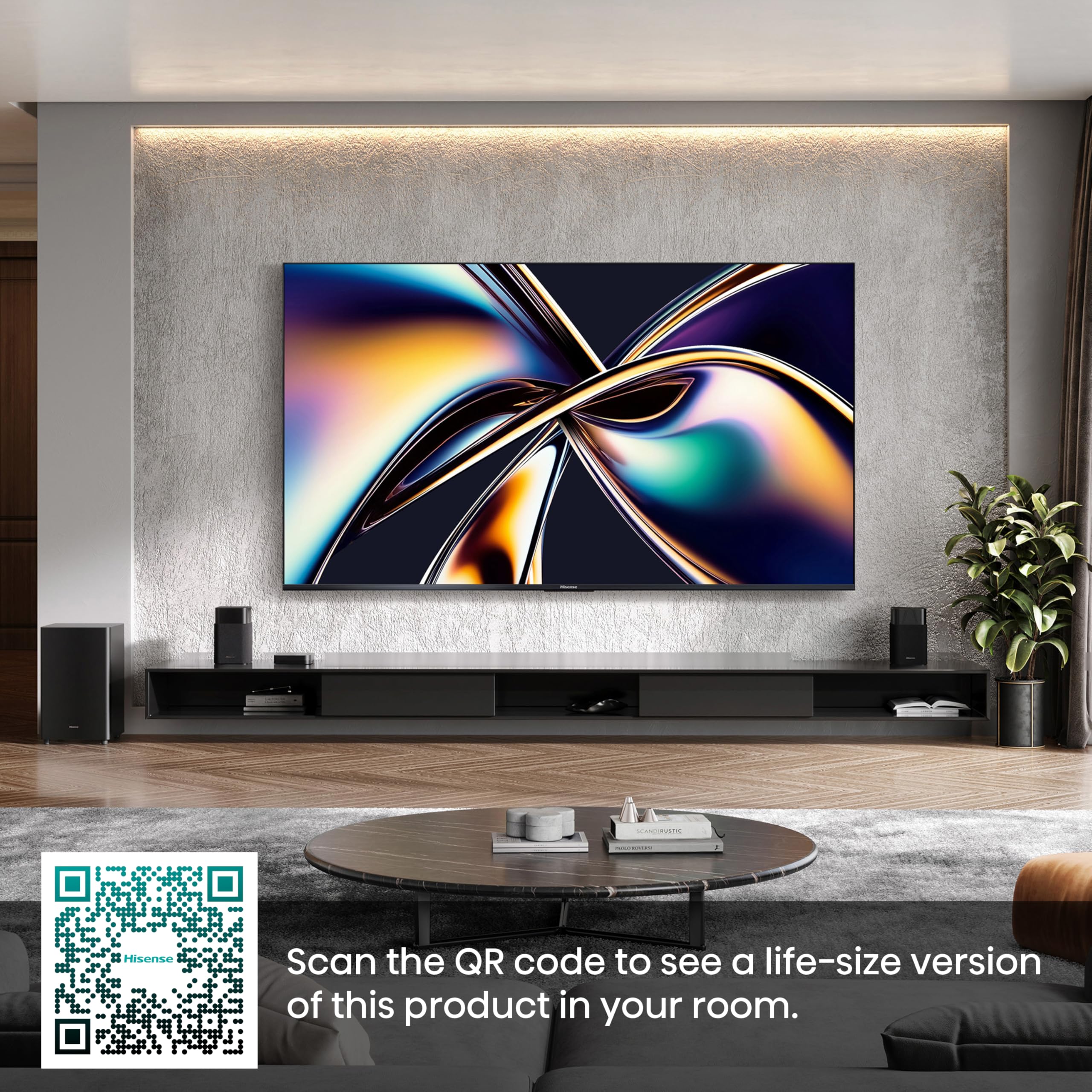 Hisense 55 Inch 4K Mini-LED TV 55U6NQTUK - Quantum Dot Colour, Dolby Vision Atmos, Hi-View Engine, FilmMaker Mode, Vidaa OS with Voice Control, Freely, Youtube, Netflix and Disney+ (2024 Model)