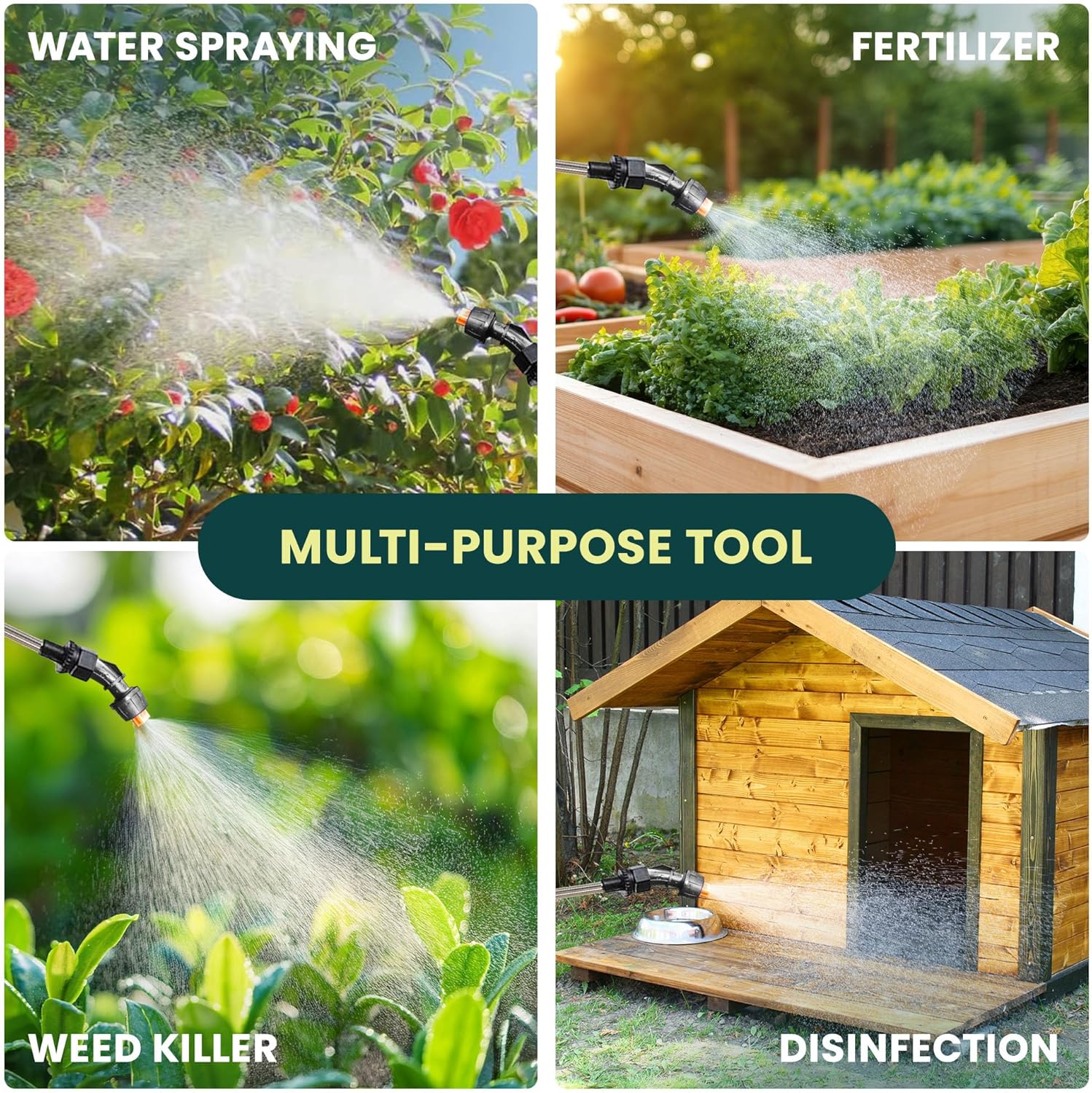 Green Haven 5L Battery-Powered Pressure Sprayer – USB Rechargeable Electric Garden Sprayer with 3 Adjustable Nozzles, Easy-Fill Tank, Durable ABS, Portable Design, and Shoulder Strap for Gardening