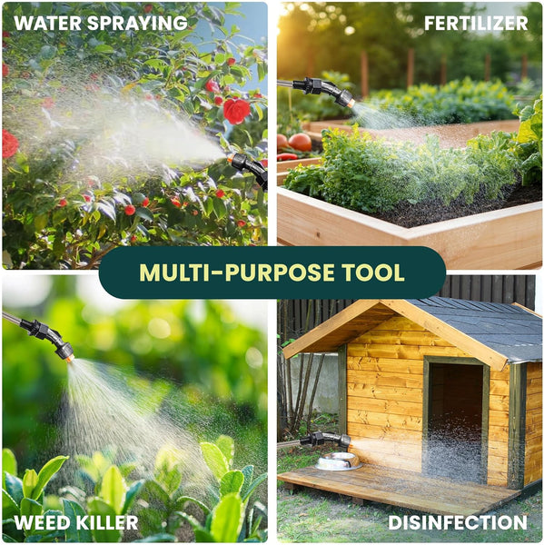 Green Haven 5L Battery-Powered Pressure Sprayer – USB Rechargeable Electric Garden Sprayer with 3 Adjustable Nozzles, Easy-Fill Tank, Durable ABS, Portable Design, and Shoulder Strap for Gardening