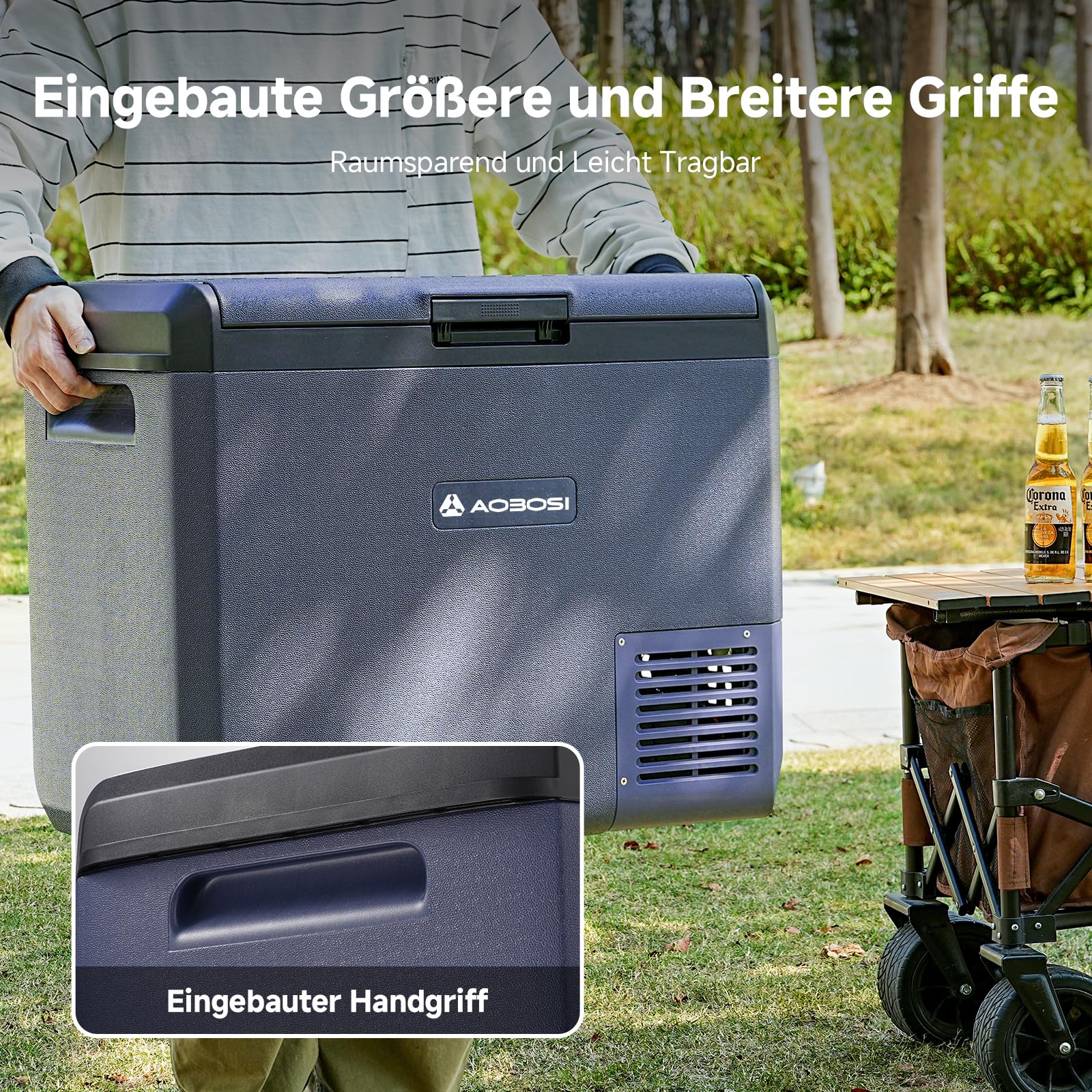 AAOBOSI 25L Car Fridge Freezer, IPX4 Waterproof Portable Compressor Camping Fridge 12V/240V, -20°C to 20°C – Ideal for Campervan, Car, Truck, Boat, Motorhome, Travel, Picnic