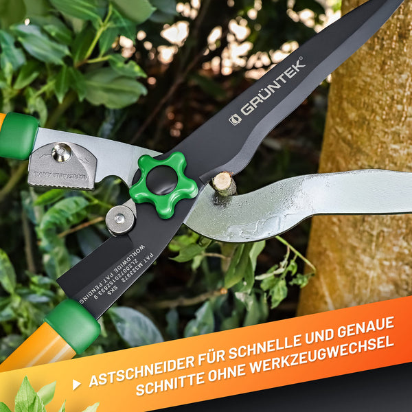 GR?NTEK MARABU Hedge Shears and Lopper Combined, 3 in 1 Combination Lopping Shears and loppers, Bypass or Anvil Cut, Rubberised Ergonomic Handles, SK5