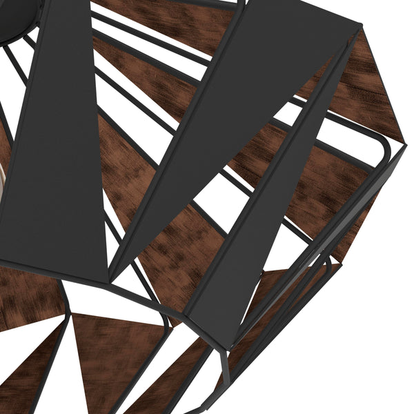 Eglo Flush Ceiling Light Carlton6, Vintage, Industrial and Retro Design, Living Room, Kitchen and Hallway lamp, Black Steel and Copper, E27 Socket