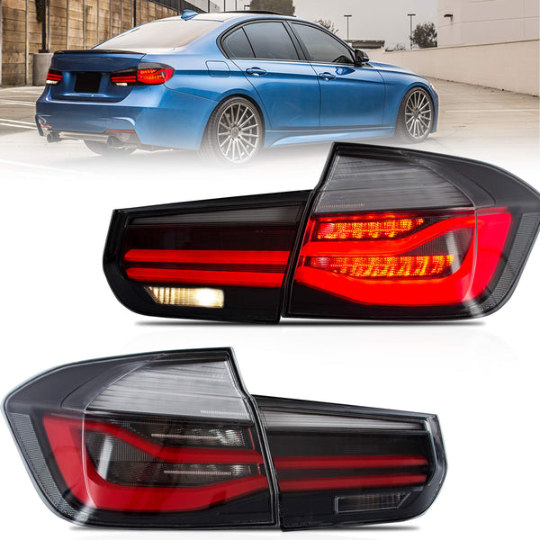 VLAND OLED Rear Lights Compatible with 2013-2018 BMW 3 Series F30 F35 F80 320i 328i 335i Sedan (Not for F31 F34), Tail Lights with Sequential Indicators, E-mark, Red