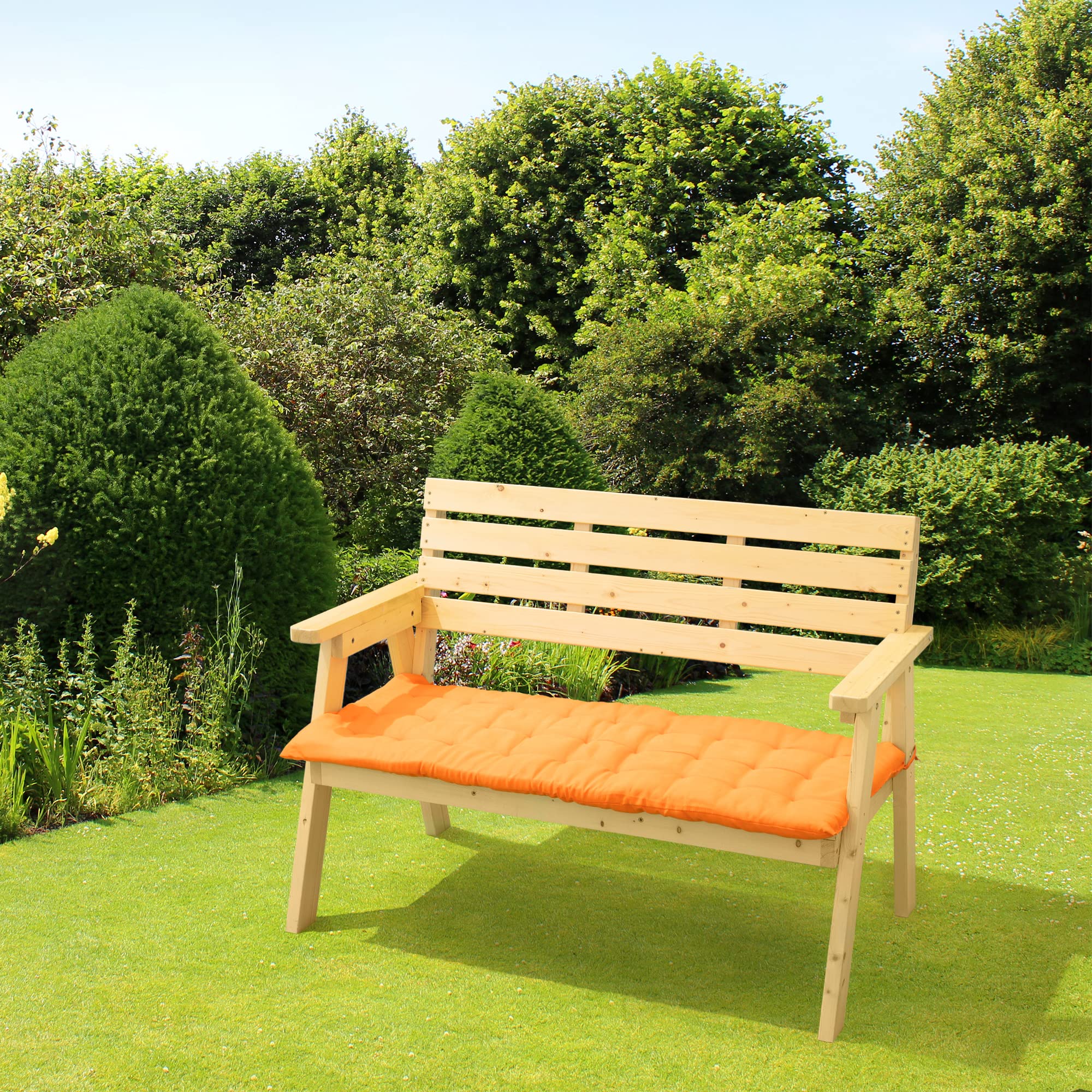 JEMIDI Bench Cushion Seat Pad - Long Padding with Ties For Indoor Benches, Bay Window, Pallet Furniture - Tufted Cotton with 4cm Polyester Filling