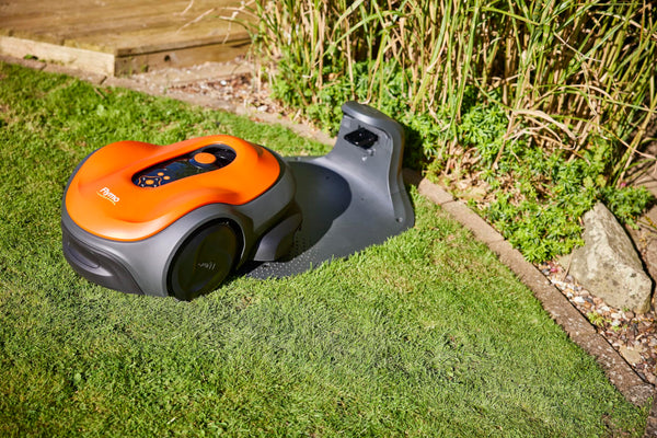 Flymo EasiLife 250 GO Robotic Lawn Mower - Cuts Up to 250 sq m, Ultra Quiet Mowing, Manicured Lawn, Bluetooth Application Control, Safety Sensors, Hose Washable, Lifestyle Functions, Orange and Grey