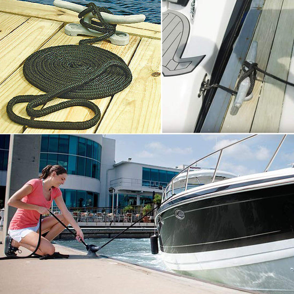 JSHANMEI Dock Lines Rope-2pack 25FT Double Braided Boat Docking Lines Mooring Lines with 12inch Eyelet Anchor Line Boat Equipment(Dia:1/2"-2pcs)