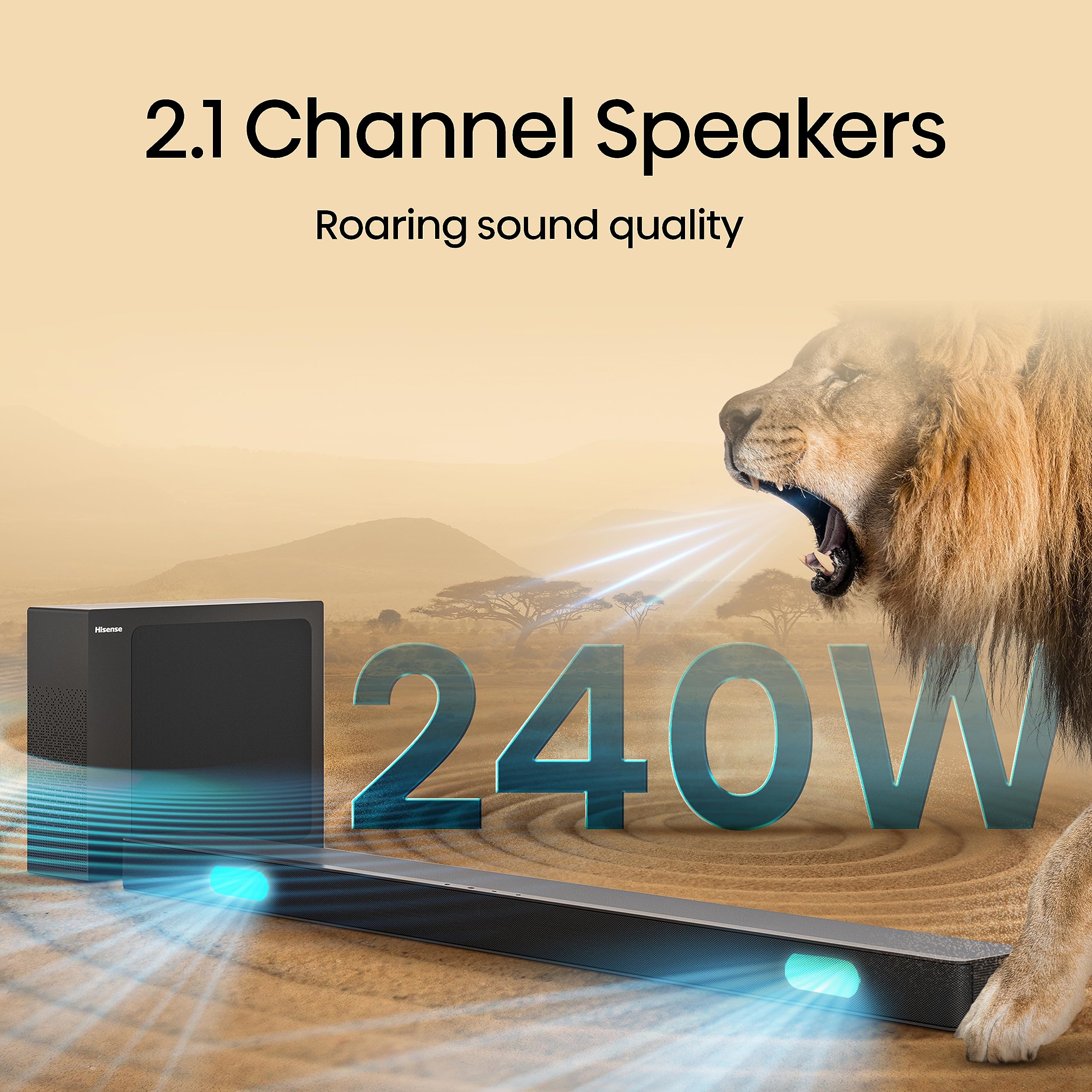 Hisense AX5125H 5.1.2 Channel 500W Dolby Atmos Soundbar with Wireless Subwoofer& Up Firing Speakers& Turly Wireless Rear Speakers