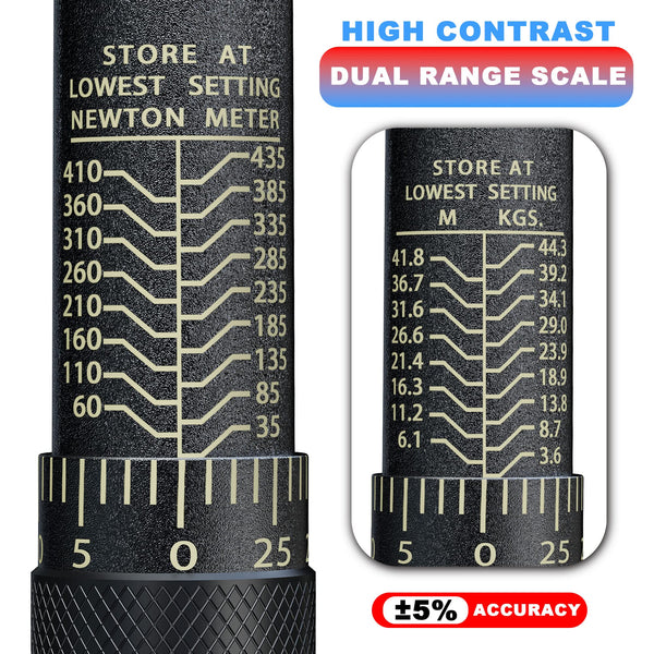 1/2" Torque Wrench Set, Car Wheel Torque Spanner 20-230 Nm with 3/8'' Adapter, ± 3% Accuracy, 72 Tooth for Car Repair, Tire Replacement Etc