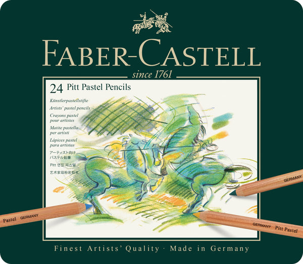 Faber-Castell Tin of 24 Pitt Pastel Artists Colouring Pencils, High Colour Ideal For Colouring, Drawing, Sketching, By Professional And Hobby Artists,