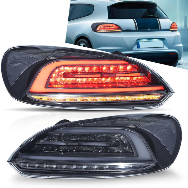 VLAND Rear Lights Fit for 2009-2014 Scirocco 1.4, 2.0, R version, Tail Lights with Dynamic Startup DRL, W/Sequential Turn Signal, Smoked