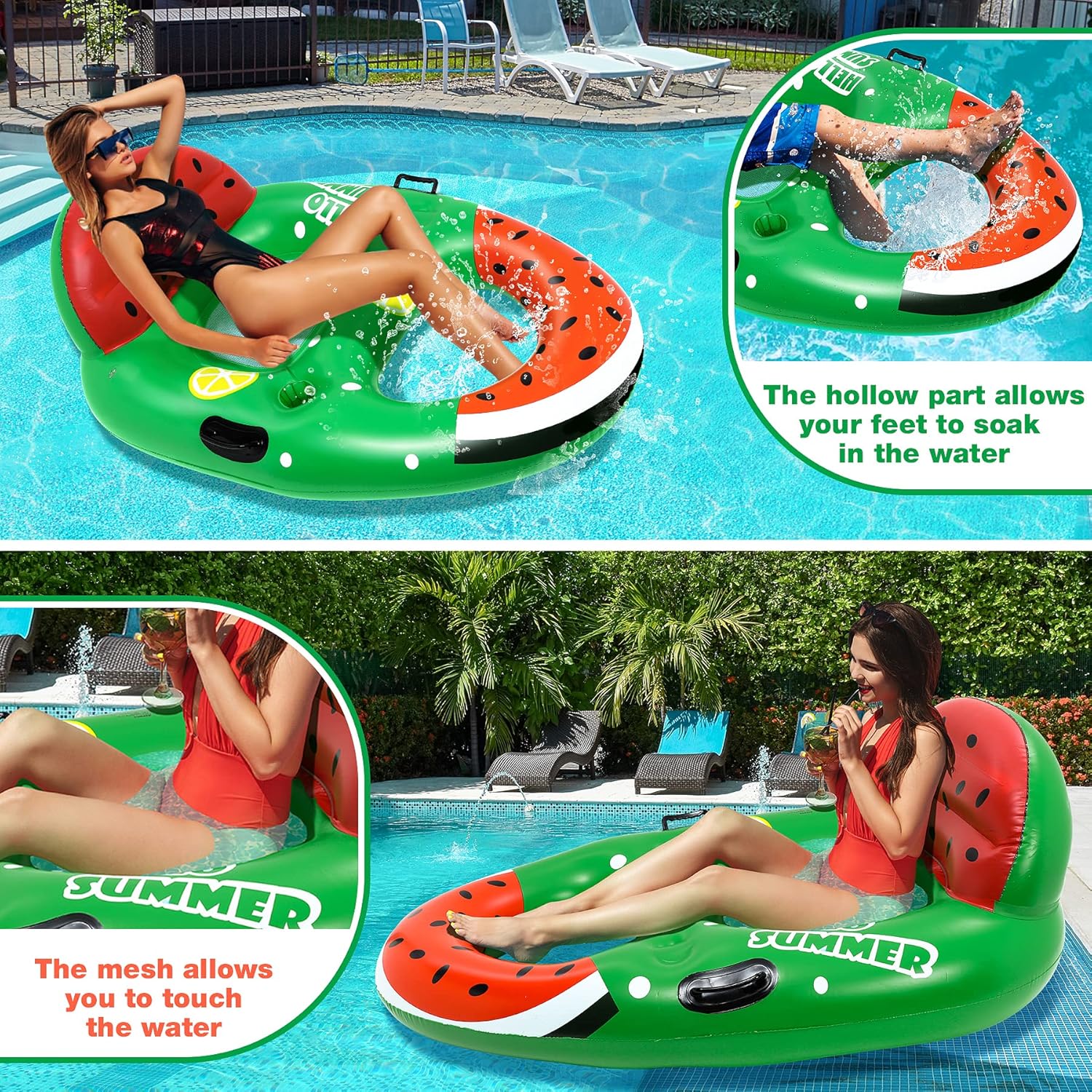 Gontence Pool Inflatable - Lilo Pool Inflatables For Kids Adults - Portable Inflatable Pool Floats - Pool Lounger with cup holder - Pool Float Pool Hammock Water Hammock (HW00649)