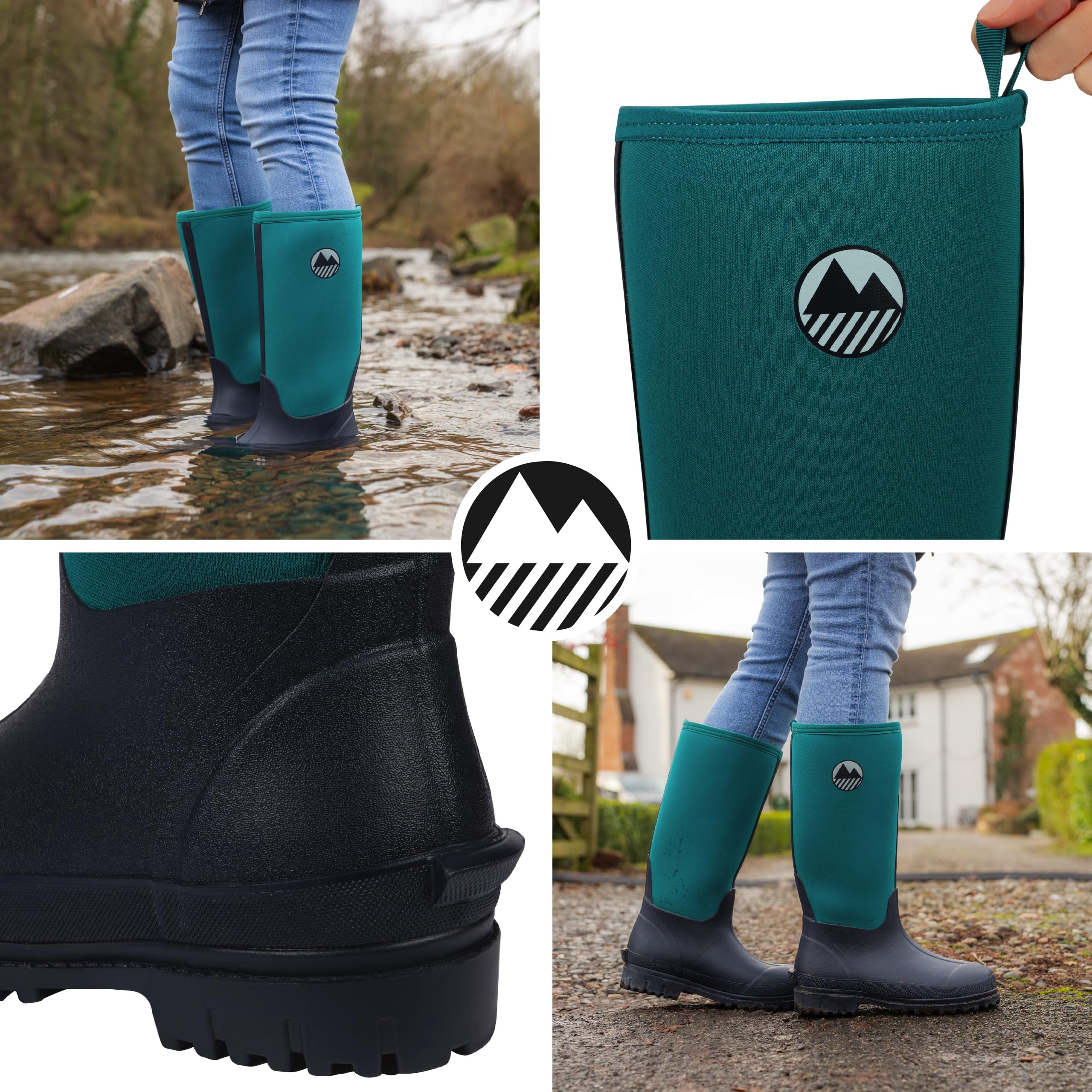 Lakeland Active Women's Rydal Neoprene Insulated Rubber Mucker & Yard Wellington Boots Warm Lined Fully Knee High Waterproof Wellies in Black, Moss Green, Navy Blue & Plum