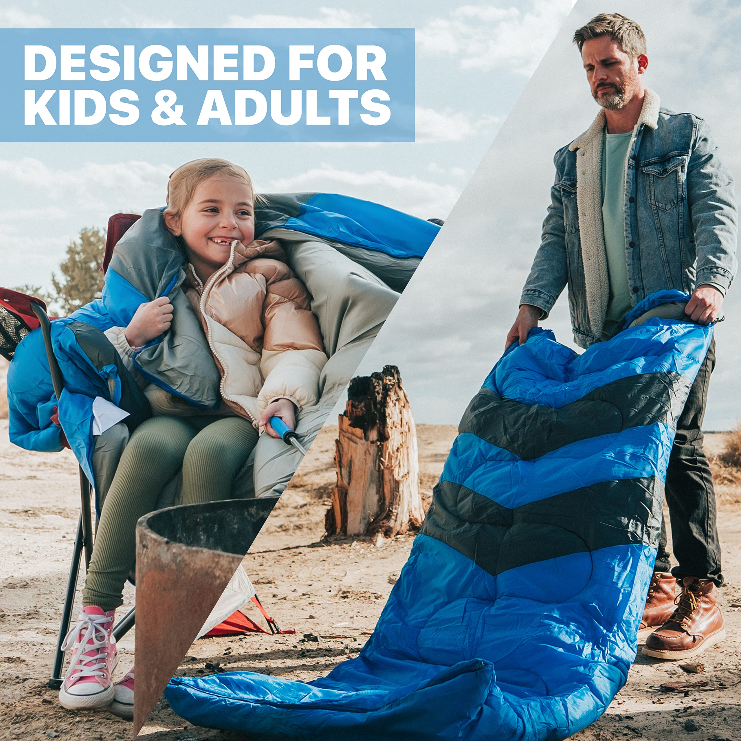 MalloMe Sleeping Bags for Adults & Kids Sleeping Bag 3-4 Season - Ultralight Backpacking Sleeping Bag Cold Weather & Warm, Lightweight Compact, Single Adult Girls Boys Winter Sleep Camping Accessories