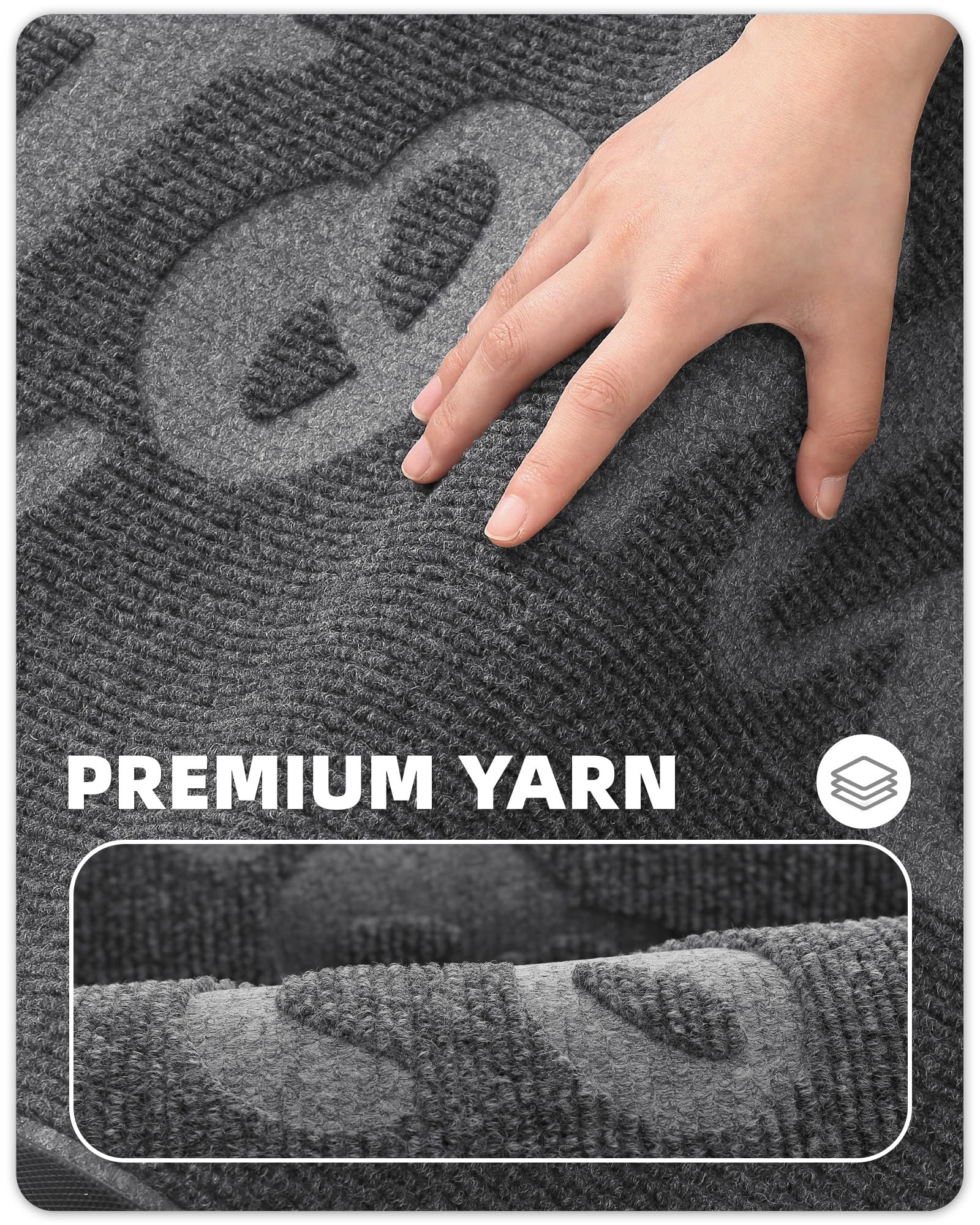 COLOR&GEOMETRY Home Door Mat, Non-slip Dirt Trapper Door Mat for Indoor & Outdoor, Barrier Mat Absorbent Doormats for Entrance, Patio - 90 x 150 cm,