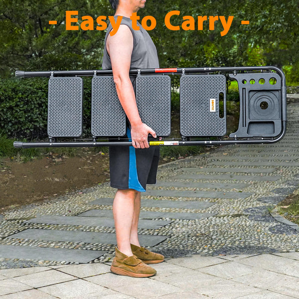 BONTEC 4 Step Ladder Folding, Heavy Duty Foldable Step Stool with Wide Anti-Slip Pedals, Sponge Handrail and Tool Tray, Portable Household Ladder 150kg Capacity, Compact Collapsible Indoor Ladder