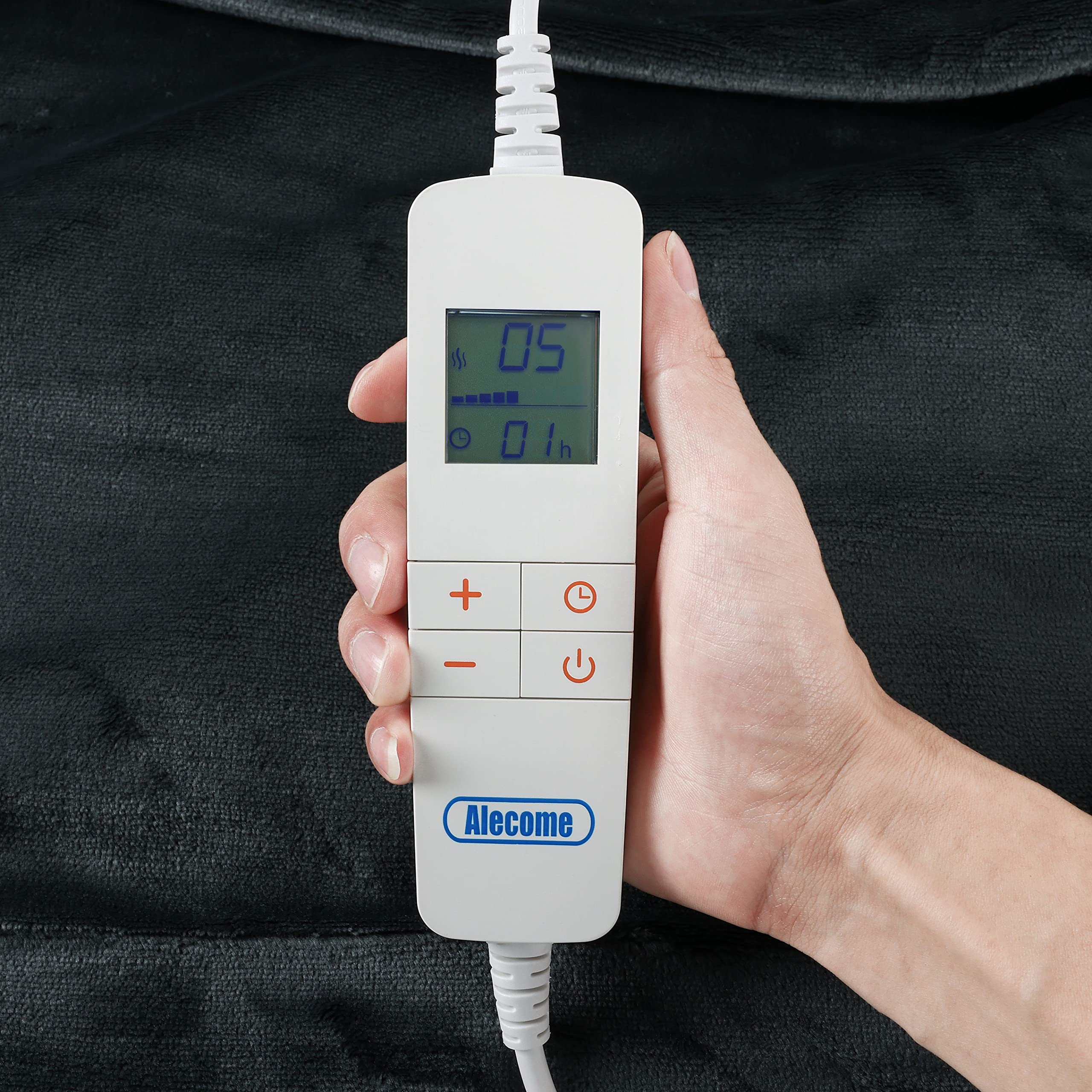 Electric Heated Throw Blanket 10 Heat Settings Washable 220gsm Fleece with Digital Remote Timer - 160cm x 130cm (Dark Grey)