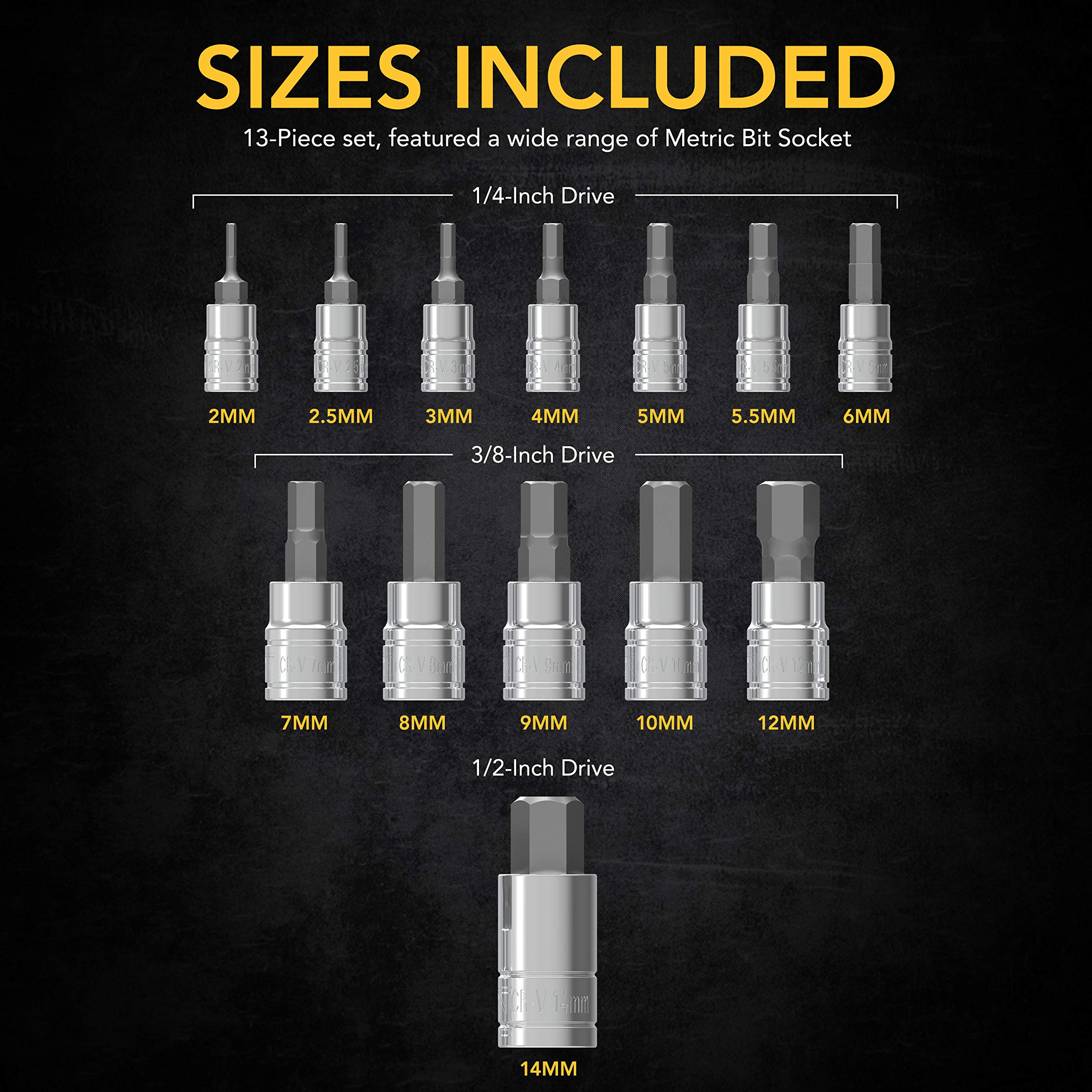 LEXIVON Master HEX Bit Socket Set, Premium S2 Alloy Steel | Complete 32-Piece, SAE and Metric Set | Enhanced Storage Case (LX-144)