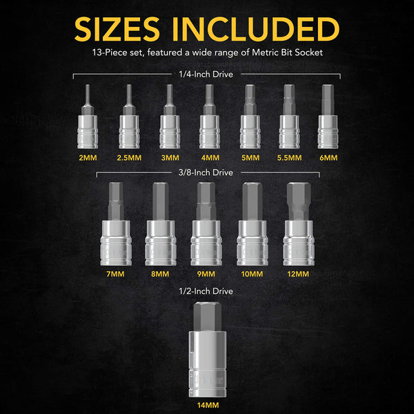 LEXIVON Master HEX Bit Socket Set, Premium S2 Alloy Steel | Complete 32-Piece, SAE and Metric Set | Enhanced Storage Case (LX-144)