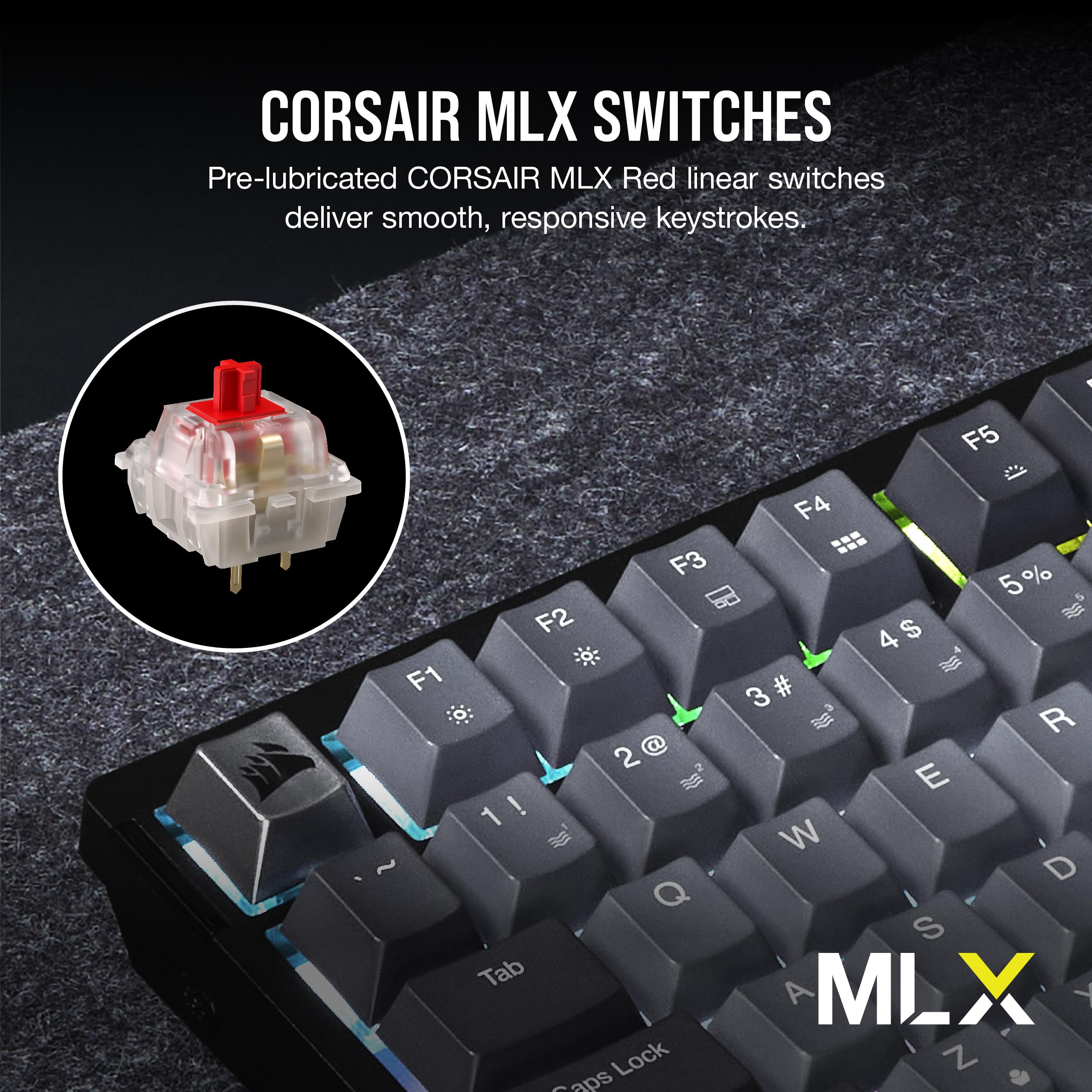 Corsair K65 PLUS WIRELESS 75% RGB Hot-Swappable Mechanical Gaming Keyboard – Pre-Lubricated MLX Fusion Tactile Switches – Dual-Layer Sound Dampening – PBT Keycaps – QWERTY UK – Black