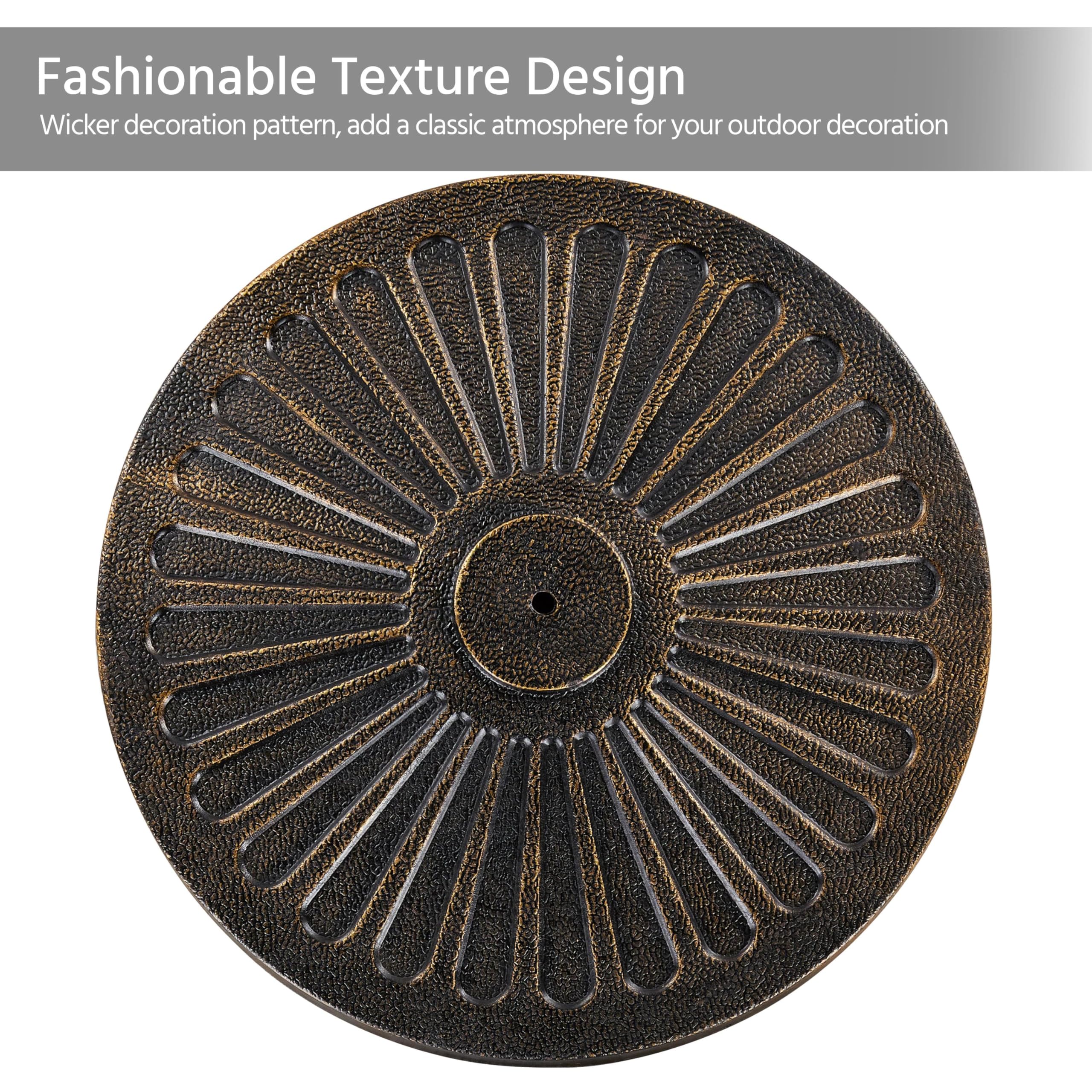 Yaheetech 10kg Patio Umbrella Stand Parasol Base Weight Heavy Duty Garden Parasol Stand Holder Round Iron Umbrella Base Stand Bronze