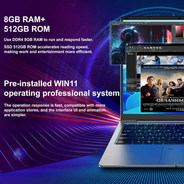 15.6" Laptop - 16GB RAM 512GB SSD PC Laptop, Quad-Core N95 Processor Up to 3.1GHz, Computers with USB3.0,Ethernet port,Touch ID, WiFi, BT4.2, for Students/Business