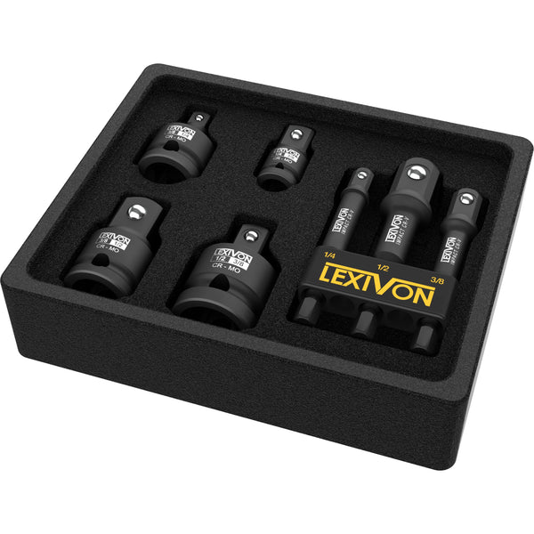 LEXIVON Impact Grade Socket Adapter Set, 3" Extension Bit with Holder | 3-Piece 1/4", 3/8", and 1/2" Drive, Adapt Your Power Drill to High Torque Impact Wrench (LX-101)