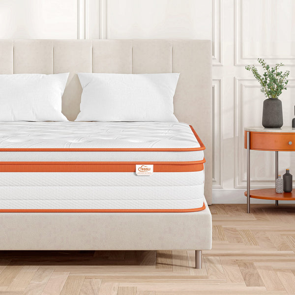 TeQsli Super King Size Mattress 6FT, 10 Inch Gel Memory Foam 7 Zone Orthopedic Super King Mattress Pocket Sprungs Wave Memory Foam Hybrid - Medium Firm 10-Year Support 180x200x25 cm