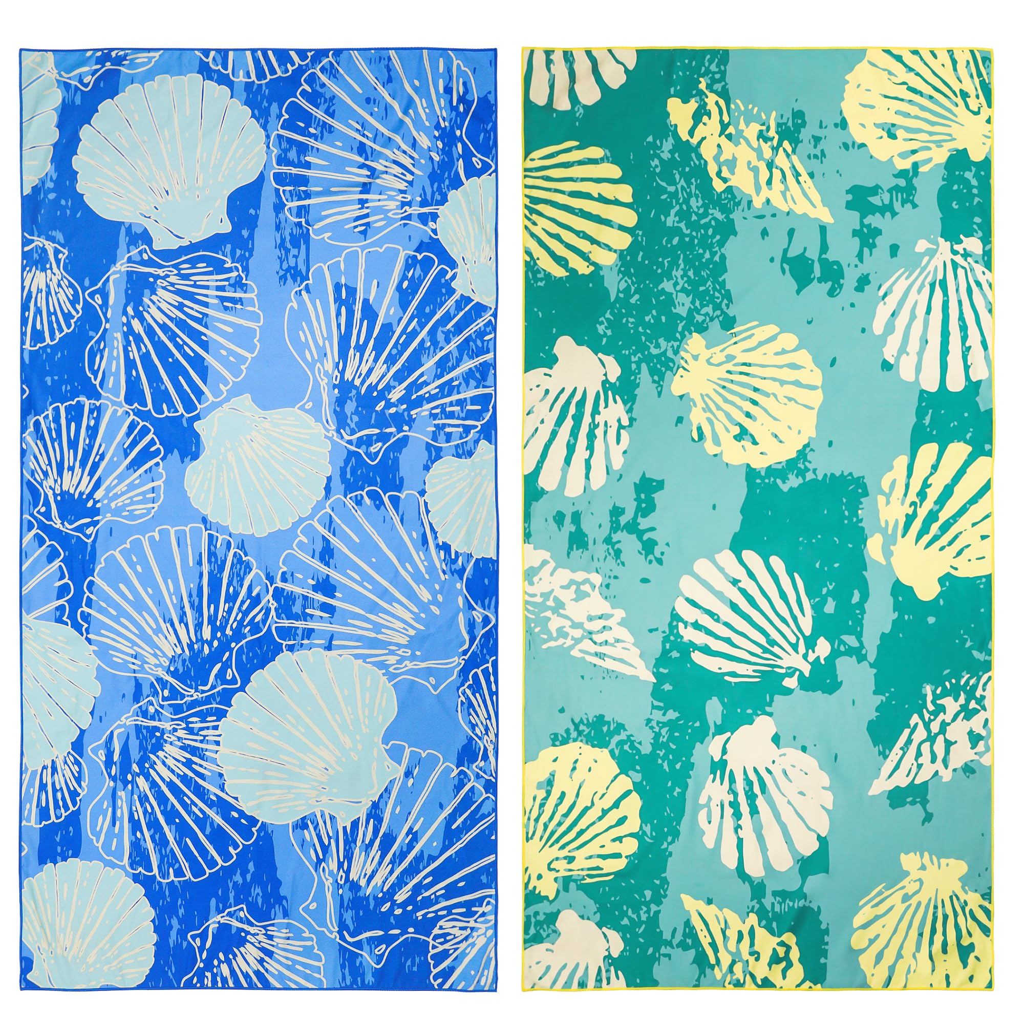 Winthome Beach Towel, Extra Large Microfibre Beach Towel for Adult, Double Sides Sand Free Quick Dry lightweight Travel Swimming Towel(Pink + Green, 90×180cm - 2 pack)