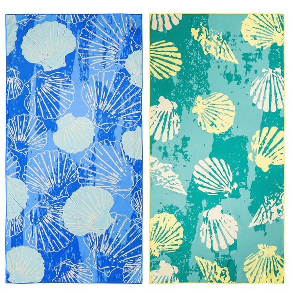 Winthome Beach Towel, Extra Large Microfibre Beach Towel for Adult, Double Sides Sand Free Quick Dry lightweight Travel Swimming Towel(Pink + Green, 90×180cm - 2 pack)