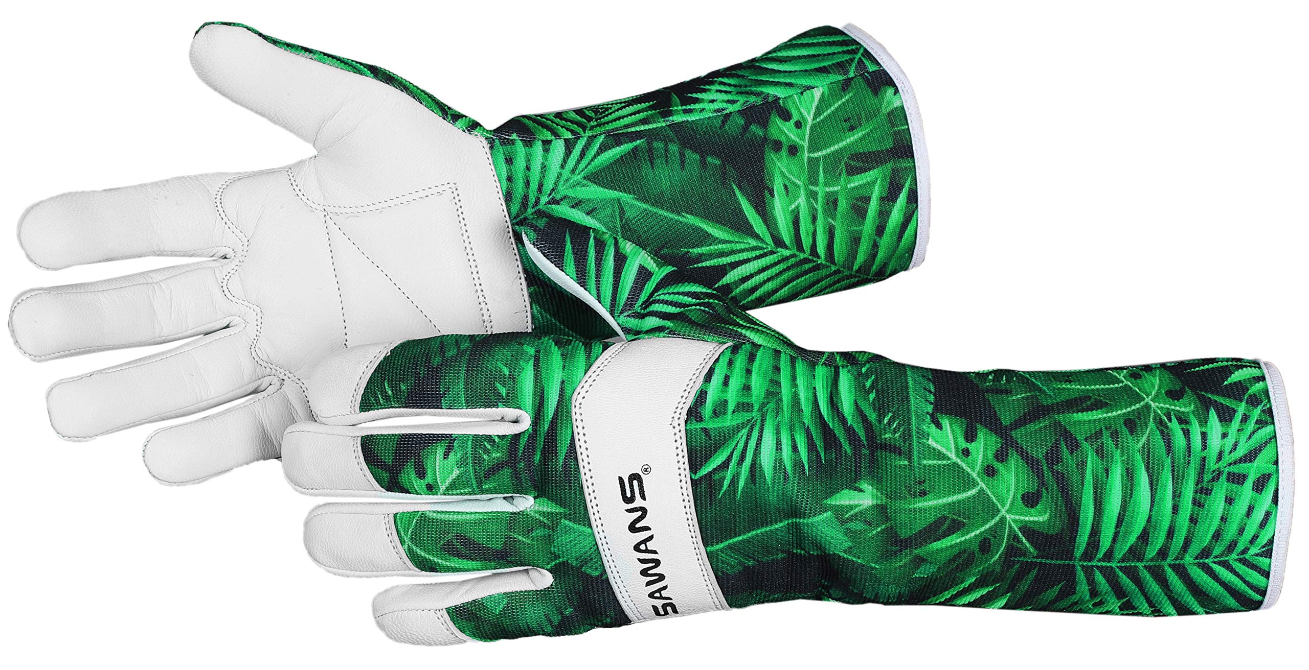 Leather Gardening Gloves Ladies Men/Women Short & Long Forearm Protection Thorn Proof Breathable Spandex Goatskin Leather Rose Pruning Garden Safety Work Gloves, Best Garden Gifts (Long Gloves, M)