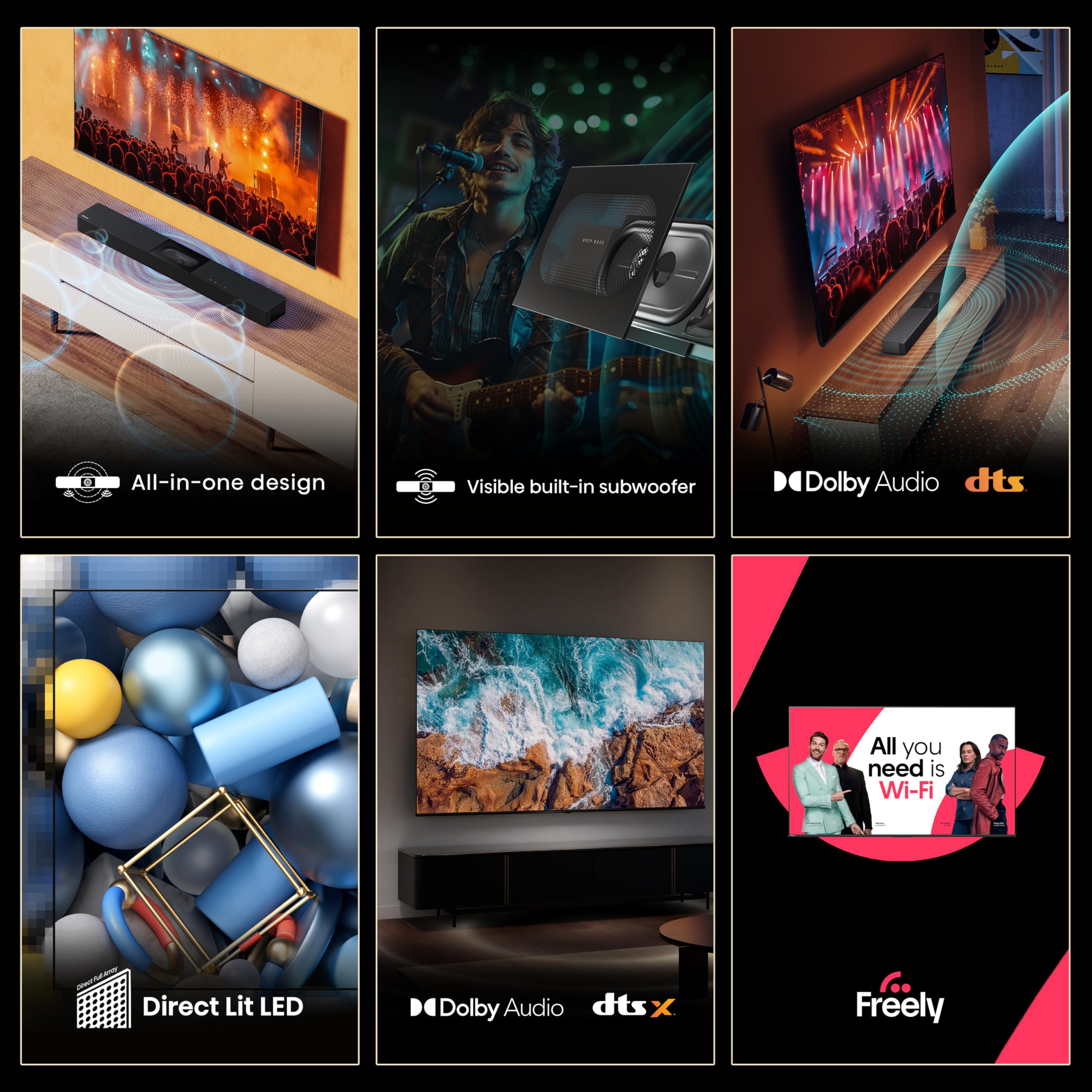 Hisense 40" 40E4QTUK FHD LED TV with Freely - Direct Lit LED, Dolby Audio, Natural Colour Enhancer, Games Mode, Sports Mode with Freely, Disney +, YouTube, Netflix