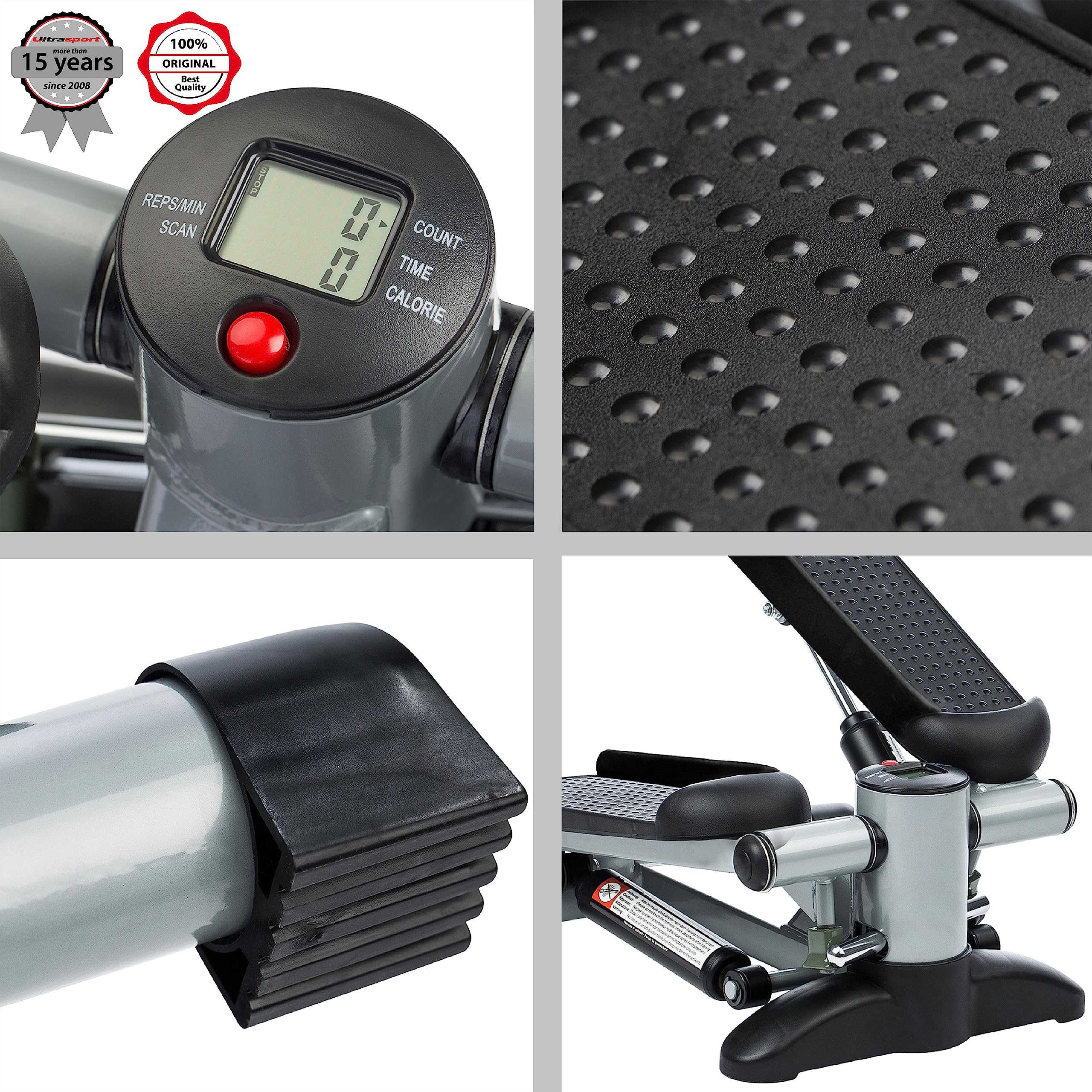 Ultrasport Swing Stepper, home trainer stepper with training computer, up-down stepper for beginners and advanced users, small and compact stepper,