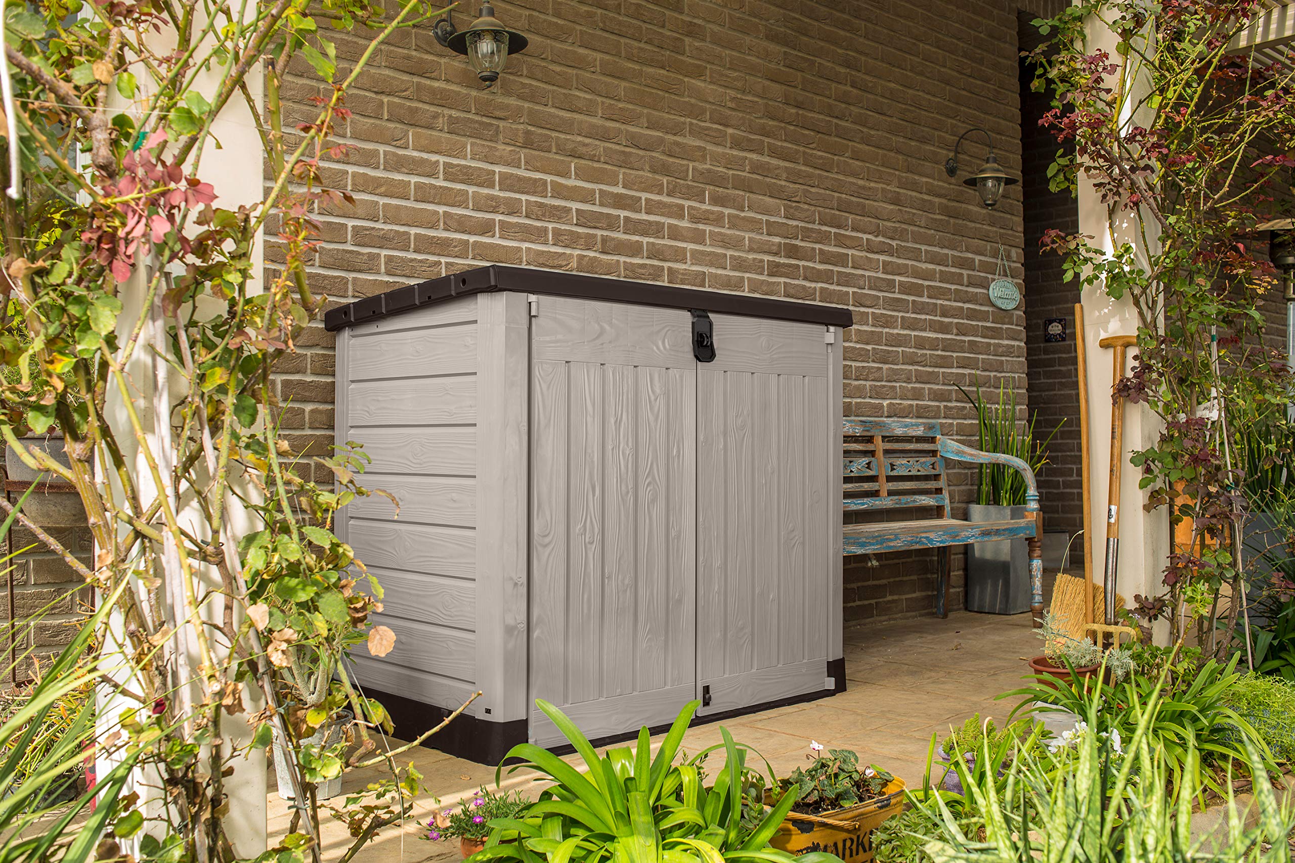 Keter Manor Pent Garden Storage Shed 6 x 6 feet - Grey, 200.6 cm*183.5 cm*183.0 cm