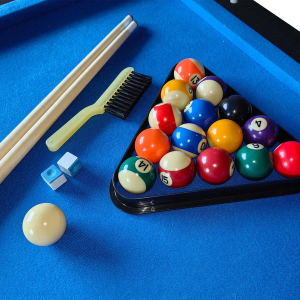 VIAVITO PT100X Folding Pool Billiards Table with Accessories, Space Saving Steady Portable Family Leisure Game Table Set for Kids & Adults w/Cues, Balls, Chalk, Triangle & Brush