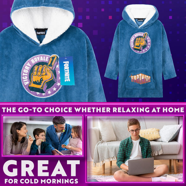 Fortnite Oversized Hoodie Blankets for Boys Fleece Extra Long Warm Wearable Hooded Poncho for Kids and Teens 14+, Gamers Gifts