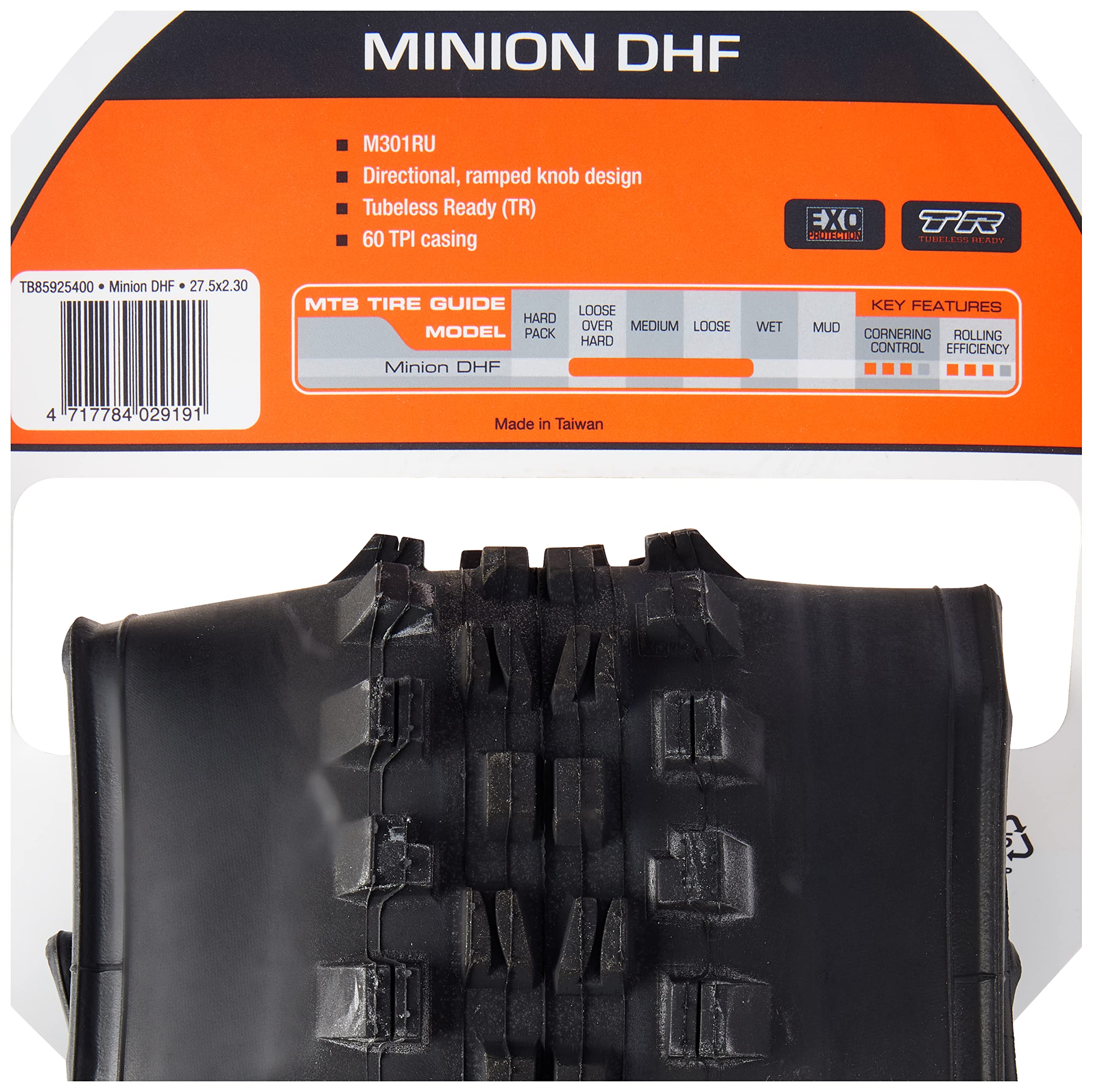 Maxxis Minion DHF Wire 3c Maxx Grip Tyre - Black, 27.5 x 2.50-Inch