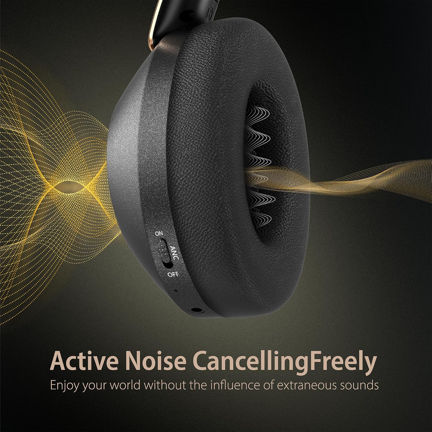 Active Noise Cancelling Wireless Headphones, 100H Playtime with Microphone, Over- Ear Bluetooth Headphones with Deep Bass,Fast Charging for Travel,Office,Home
